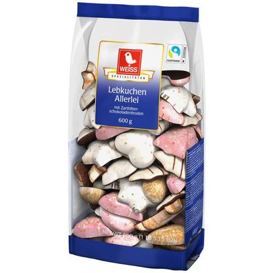 Weiss Lebkuchen Allerlei mit Zartbitter Schokoladen Boden 600gr