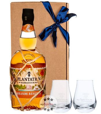 Rum Geschenkset: Plantation Grande Reserve & 2x Nosingglas (40 % Vol., 0,7 Liter)