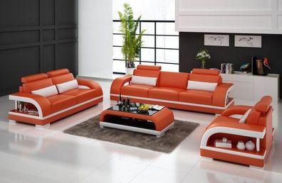 Designer Sofagarnitur Ledersofa Set 3 + 2 + 1 Garnitur Sofa Couch Neu Zitadelle O/W