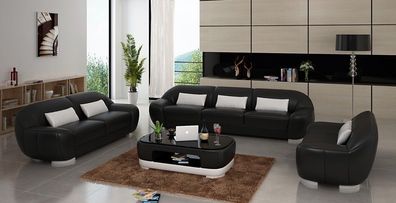 Sofagarnitur 3 + 2 + 1 Couch Polster Sitz Leder Garnitur Designer Set Neu HombergS