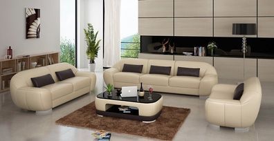 Sofagarnitur 3 + 2 + 1 Couch Polster Sitz Leder Garnitur Designer Set Neu Homberg BE