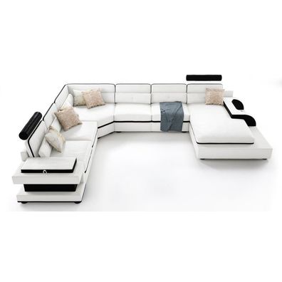 Ledersofa Sofa Couch Polster Ecksofa Wohnlandschaft Eck Garnitur Brugg W/S Neu