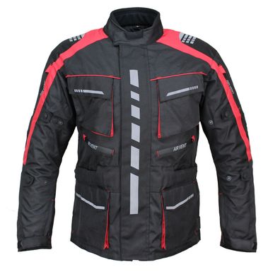 Herren Motorrad Textil Jacke Biker Polyester Sport Touring Jacke mit Protektoren Rot