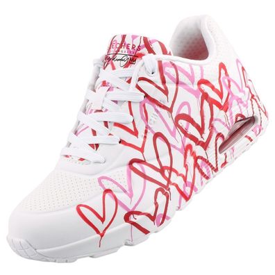 Skechers Uno Spread The Love Damen Sneaker Weiß/Rot 155507-WRPK