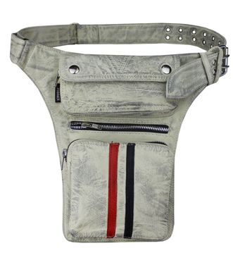 Motorrad & Biker Echt Leder Beintasche Vintage Custom Freizeit Leg Bag Wax Weiß