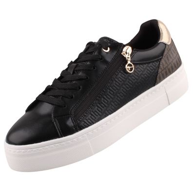 Tamaris Damen Plateau Sneaker Schwarz/Gold 1-23313-41/048