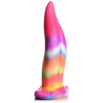 XR Brands - Unicorn Tongue - Glow in the Dark - Silicone Dildo - Rainbow