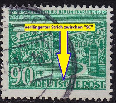 Germany BERLIN [1949] MiNr 0056 IV ( O/used ) [02] Plattenfehler