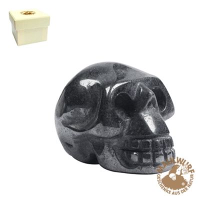 Kristallschädel Hämatit 4 cm mit Geschenkbox Totenkopf Skull