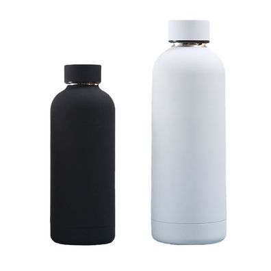 2er-Pack Edelstahl-Wasserflasche, Thermoskanne, Schwarz + Weiß, 350 ml + 750 ml