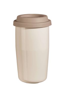 ASA Thermobecher creme, Deckel braun THERMO D. 8,5 cm, H. 14,5 cm, 0,35 l., doppel