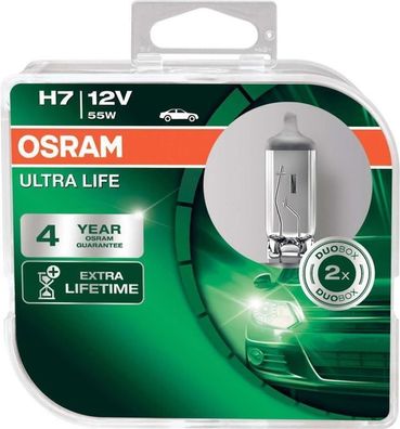 ULTRA LIFE H7 Duobox Halogenlampe ECE 12 Volt 55 Watt PX26d Sockel Abblendlicht