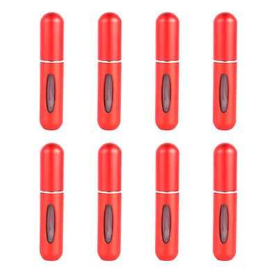 8 Stéck 5 ml Spréhflasche mit Bodenféllung, Parfémflasche rot