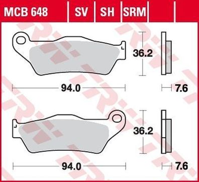 MCB648SRM Bremsbelag Aprilia Gilera MBK Piaggio Suzuki Vectrix Yamaha