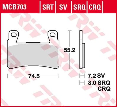 MCB703 Bremsbelag Honda 1300CB - FSC54 03-04 vorne Hyosung 125 250 300 650 700 S