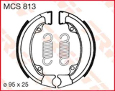 MCS813 Bremsbacken 95x25 Daelim Honda 50 NB NH Peugeot PGO SYM 50 Fiddle 80-07