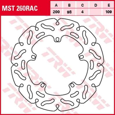 MST260RAC Bremsscheibe starr 200 mm Race (ABE) Derbi Gilera Kymco Malaguti Piagg