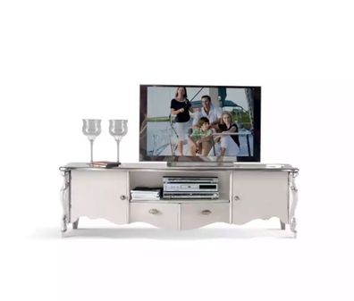 TV Ständer RTV Lowboard Klassische Weiß Holz Modern Wohnzimmer Neu