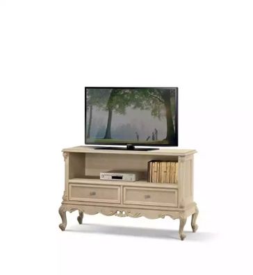 Sideboard rtv Wohnzimmer TV-Ständer Design Beige Holz Regale Italien Neu