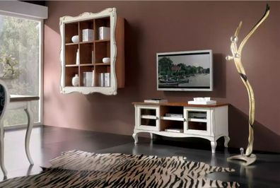 Wohnwand Wandschrank Wohnzimmer Lowboard Klassische Design Set 2tlg