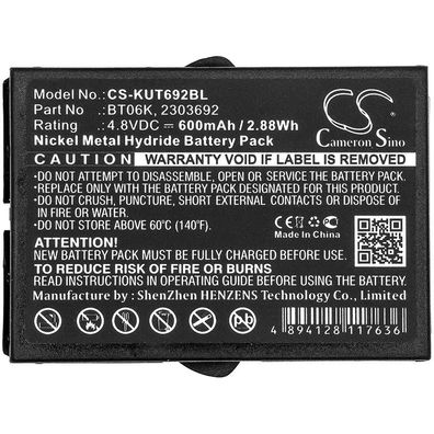 Ersatzakku - CS-KUT692BL - IKUSI 2303692 / BT06K - 4,8 Volt 600mAh Ni-MH