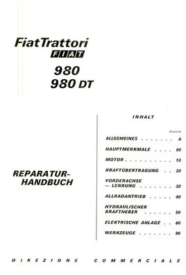 Werkstatthandbuch für die FIAT Traktoren 980 und 980 DT