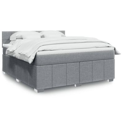 vidaXL Boxspringbett mit Matratze Hellgrau 180x200 cm Stoff