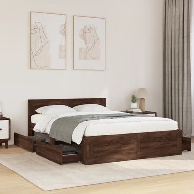 vidaXL Bettgestell mit Kopfteil Braun Eichen-Optik 120x200 cm