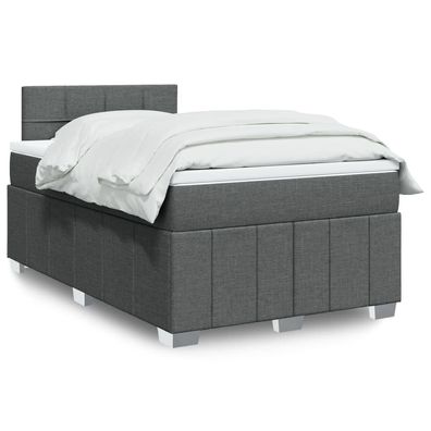 vidaXL Boxspringbett mit Matratze Dunkelgrau 120x200 cm Stoff