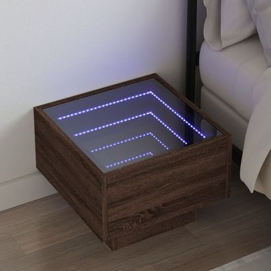 vidaXL Nachttisch mit Infinity-LED Braun Eichen-Optik 40x40x30 cm