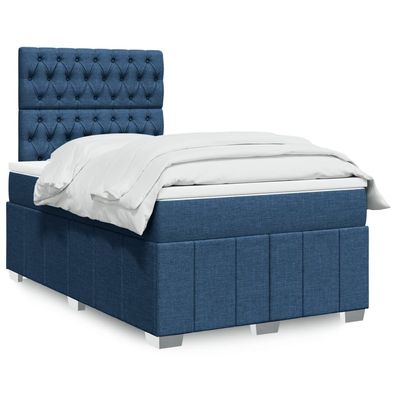 vidaXL Boxspringbett mit Matratze Blau 120x190 cm Stoff