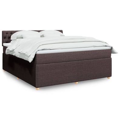 vidaXL Boxspringbett mit Matratze Dunkelbraun 180x200 cm Stoff