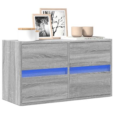 vidaXL TV-Wandschrank mit LED-Beleuchtung Grau Sonoma 80x31x45 cm