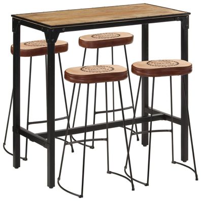 vidaXL 5-tlg. Bar-Set Raues Mangoholz und Metall