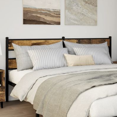 vidaXL Kopfteil Räuchereiche 180 cm Eisen und Holzwerkstoff