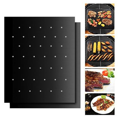 BBQ Grillmatte 33cm x 40cm antihaft Unterlage Grillmatten Gelocht mit Löchern