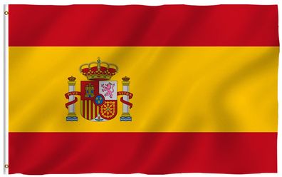 Spanien Spain Flagge mit Ösen Fahne 150x90 Metalösen Wetterfest Fahnenmast