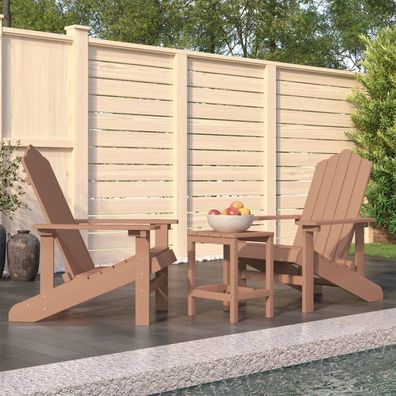 vidaXL Adirondack-Gartenstühle mit Tisch HDPE Braun