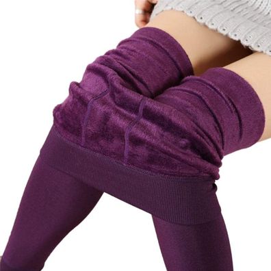 Damen Dicke Leggings Dick Leggings Dehnbar Hose Héftheben Violett