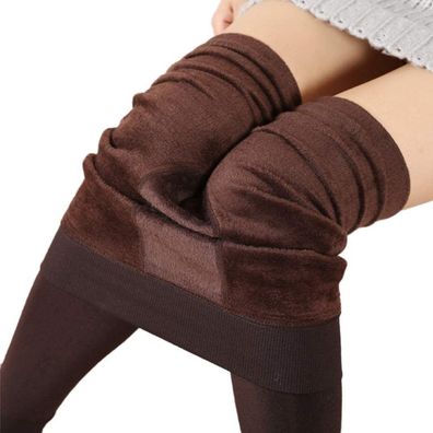 Damen Dicke Leggings Dick Leggings Dehnbar Hose Héftheben Kaffee