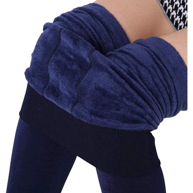 Damen Dicke Leggings Dick Leggings Dehnbar Hose Héftheben Navy blau