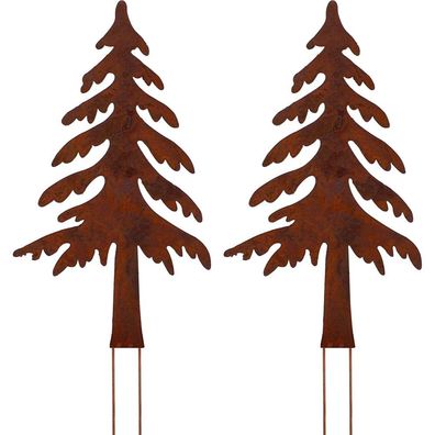 Rostiges Tannenbäume 2 Stéck Weihnachtsdeko Roststecker Mini Weihnachtsbaum Garten