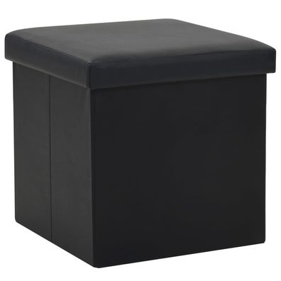 vidaXL Hocker mit Stauraum Schwarz Kunstleder