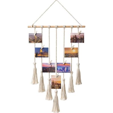 Hanging Photo Display Makramee Wandbehang Bilder Dekor Boho Chic Home