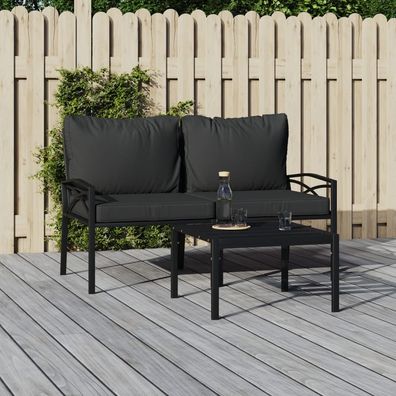 vidaXL Gartenstühle mit Grauen Kissen 2 Stk. 62x75x79 cm Stahl