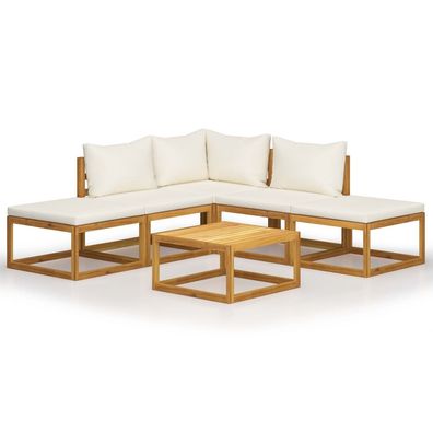 vidaXL 6-tlg. Garten-Lounge-Set mit Auflagen Massivholz Akazie