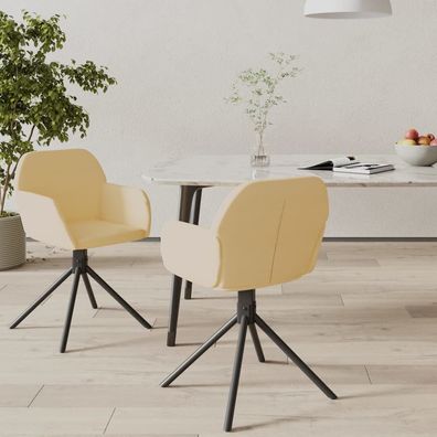 vidaXL Esszimmerstühle 2 Stk. Drehbar Creme Samt