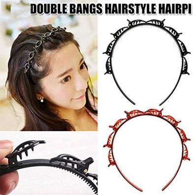 YOUNGE Haarspangen fér Frauen Stirnband mit 8 Clips, Zahn Design Double Bangs