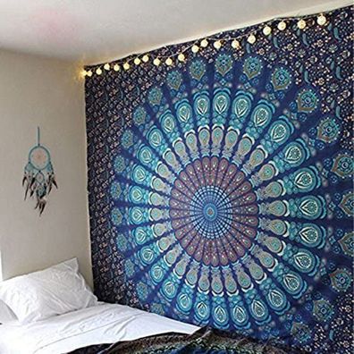 Craftozone Multicolored Mandala Tapestry Indian Wall Hanging, Bed Sheet,