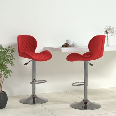 vidaXL Barhocker 2 Stk. Weinrot Samt